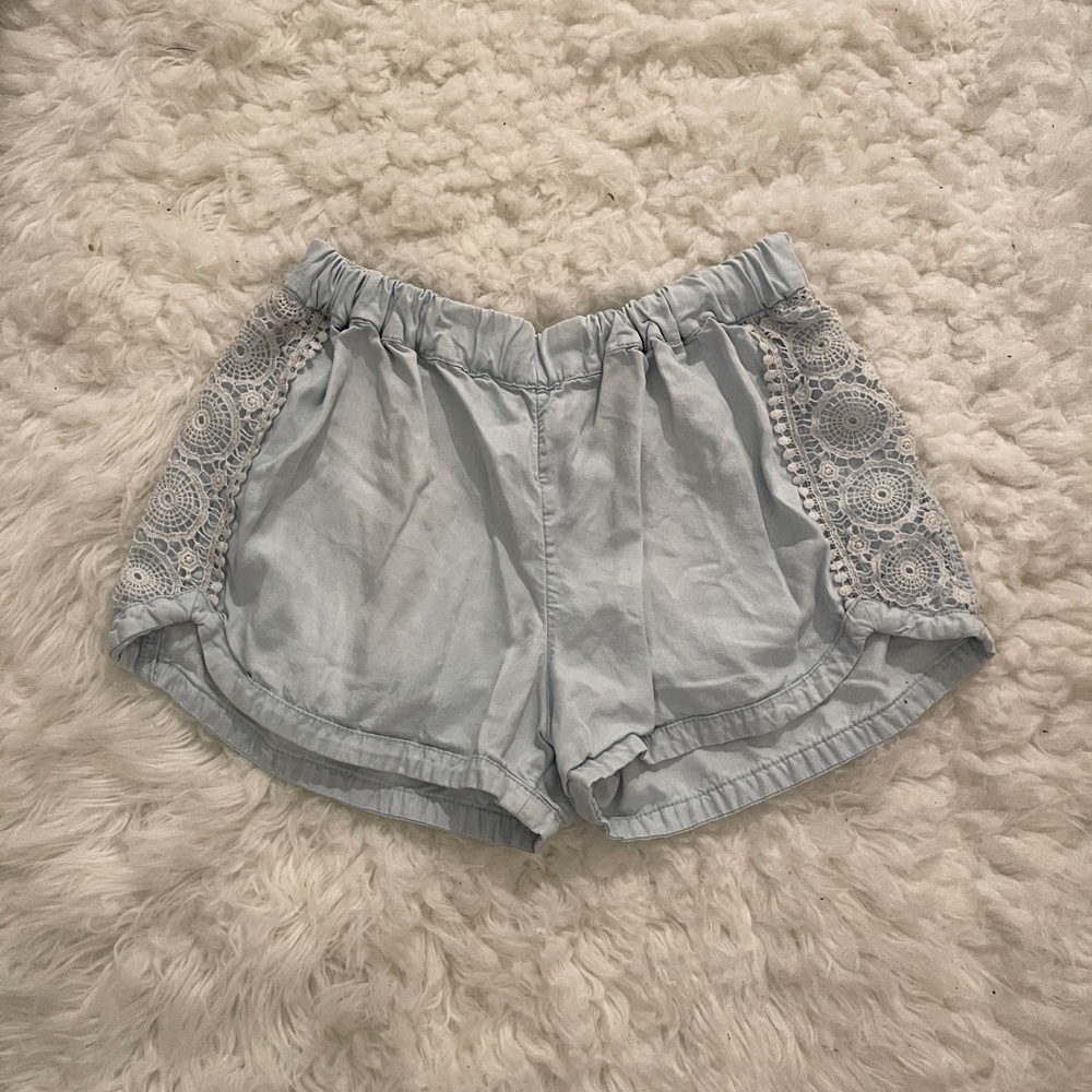 Blue Embellished Shorts